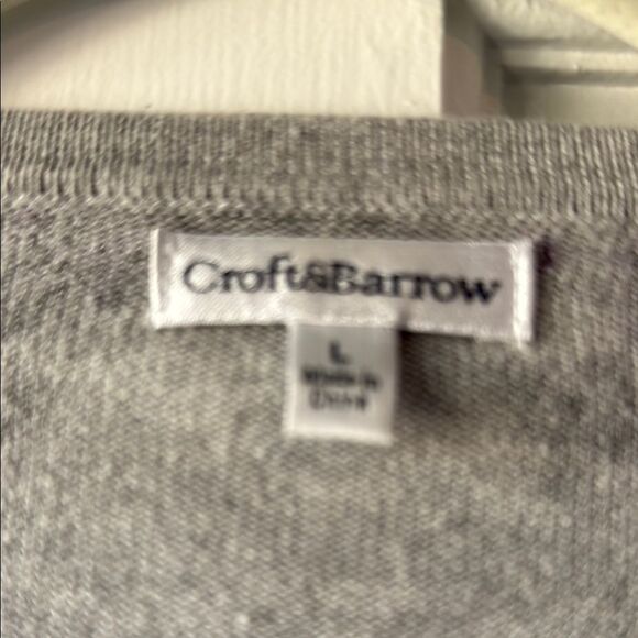 Croft & Barrow Cotton Floral Women's Cardigan Sweater Size Large Gray Purple - Picture 2 of 5